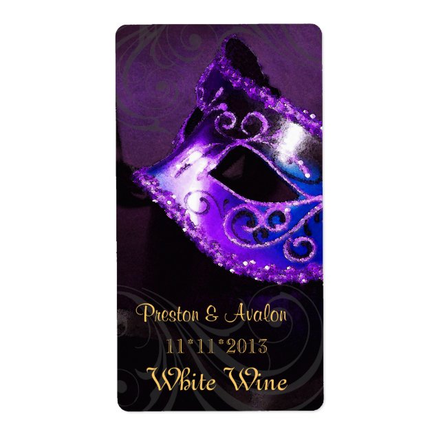 Etikett Venice MasqueraLila Vin Bröllop Fraktsedel (Framsidan)