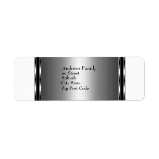 Etikett Vit & Silver Enkel Returadress Etikett