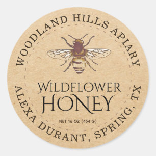 Etikett Wildblome och Honeybee Kraft Honung Burk