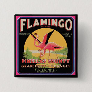 Etiketten för lådan för Flamingovintagefrukt Knapp
