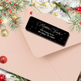 Etiketten Säsong Black Guld vid Elegant vid jul Returadress Etikett