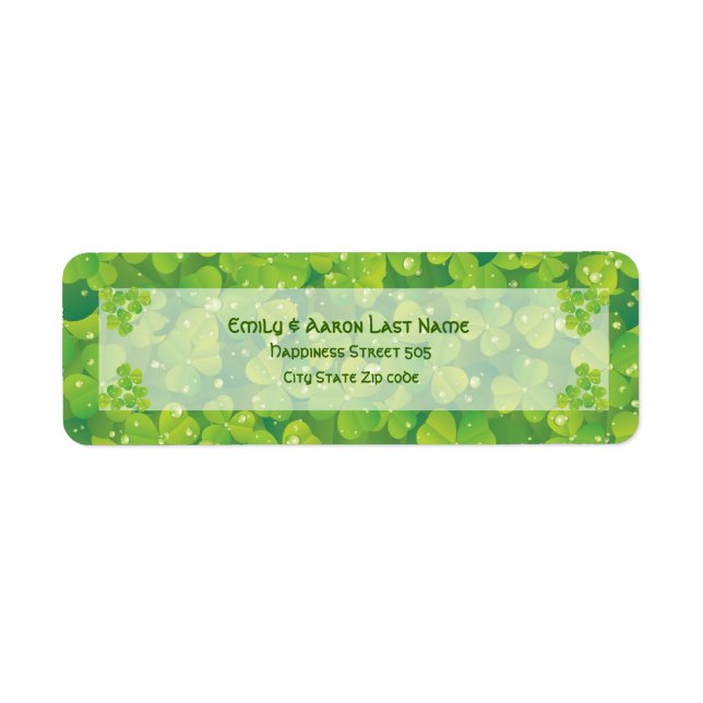 Etiketten St. Patrick's Day Irish klöver bröllop Returadress Etikett (Framsidan)