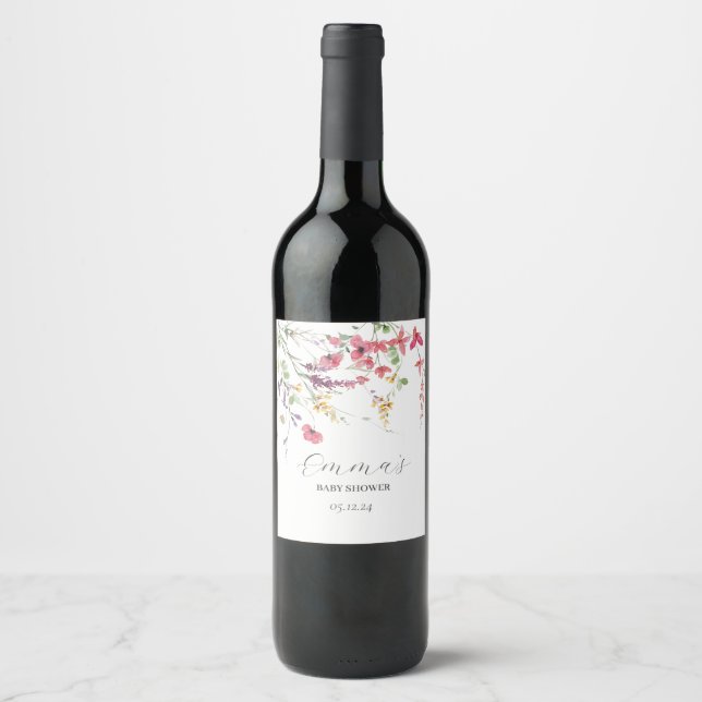 Etiketten Wildblomma vin, jaktblommor och vin Vinflaska Etikett (Framsida)
