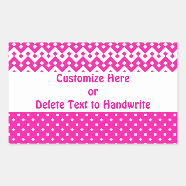 Etiketter att anpassa, Candy Rosa Geometric Mönste (Framsida)