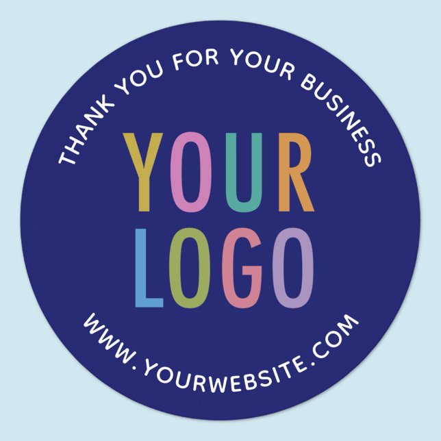 Etiketter för Anpassningsbar av Blue Tack Stickers (MISOOK Blue Round Business Thank You Sticker)