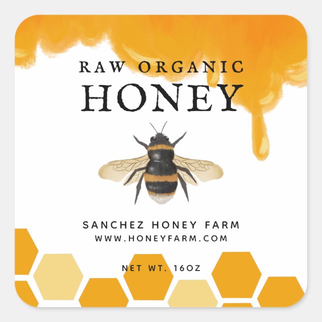 Etiketter för Apiary Honung Farm Burk (Framsida)