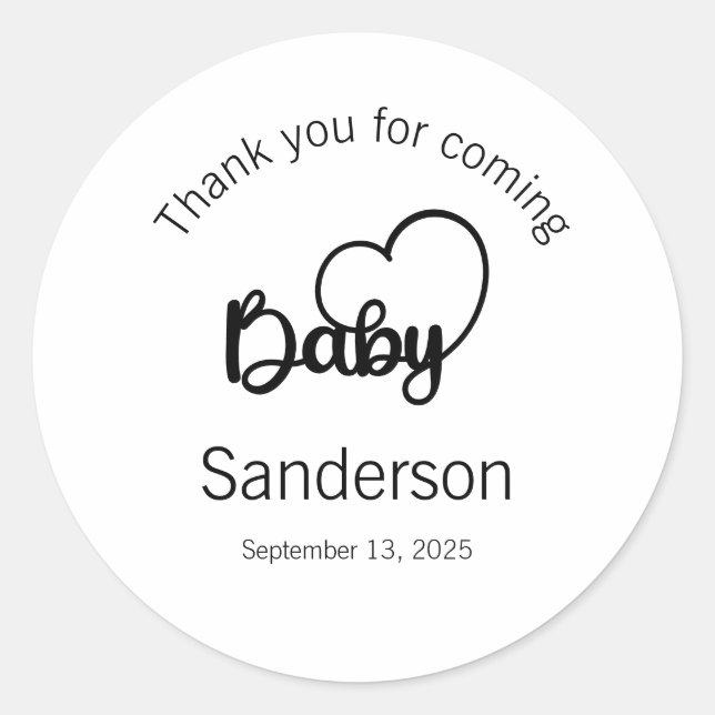 Etiketter för babyskor, Tack (Framsida)