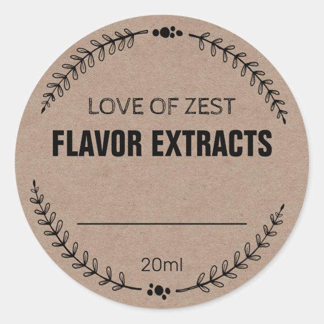 Etiketter för Blank Kraft Homemade Flavor Extract  (Framsida)