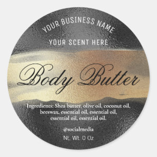 Etiketter för body Butter Black med Guld Bläck