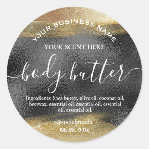 Etiketter för body Butter Black med Guld Bläck
