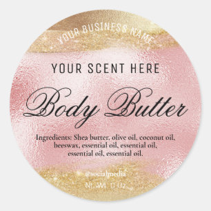 Etiketter för body Butter-Rosa med Guld Bläck