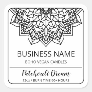 Etiketter för Boho Mandala White Soy Candle Candle