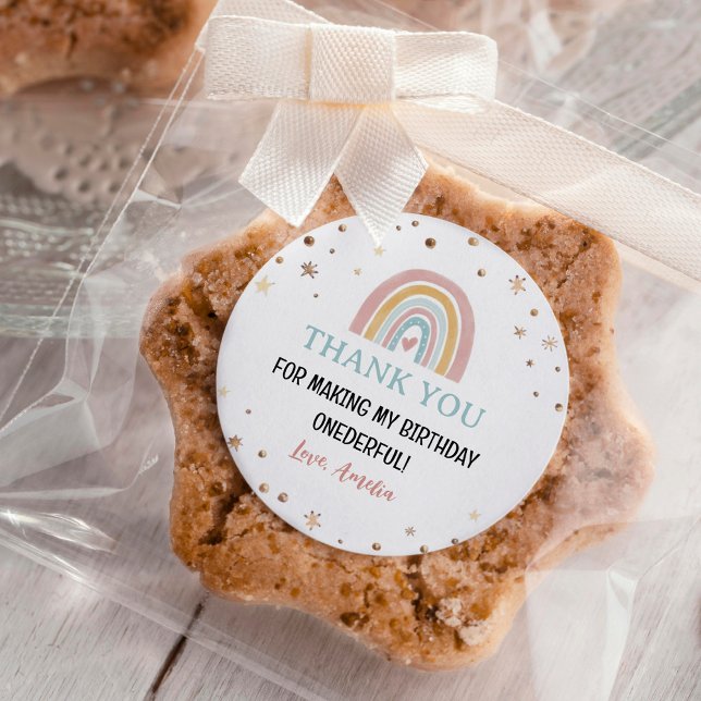 Etiketter för boho Rainbow Birthday Sticker (Skapare uppladdad)