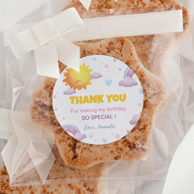 Etiketter för Boho Sunshine Rainbow Birthday Stick (Skapare uppladdad)