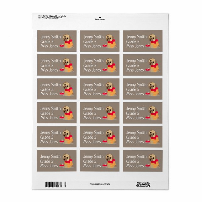 Etiketter för bok i hund i namn adressetikett (Helt Ark)