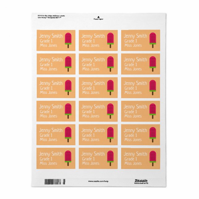 Etiketter för bok i namn-skolan adressetikett (Helt Ark)