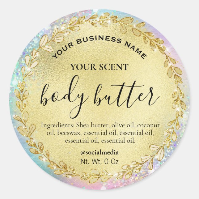 Etiketter för bomull Candy Body Butter Labels Guld (Framsida)