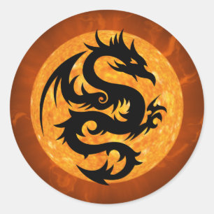 Etiketter för branddragon