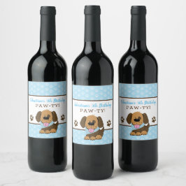 Etiketter för brun marionett Hund Vin