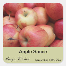 Etiketter för burk av äppelsås som tillverkas i he