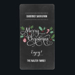 Etiketter för Chalkboard God jul Vin Flaska Fraktsedel<br><div class="desc">Dessa snyggtar kan användas för att klä vin flaskor eller andra mat-/dryckesbehållare som du själv väljer! Besök vår webbplats på www.berryberrysweet.com om du vill ha fler designalternativ.</div>