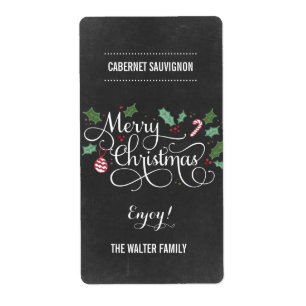 Etiketter för Chalkboard God jul Vin Flaska Fraktsedel