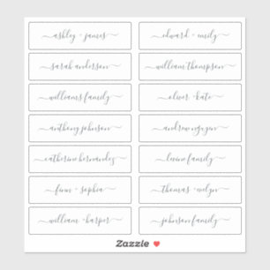 Etiketter för chic Script Calligraphy Guest Namn