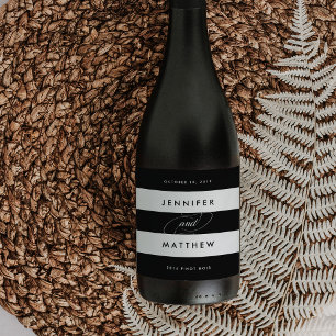 Etiketter för chic Svarta och vita Rand Bröllop Vi