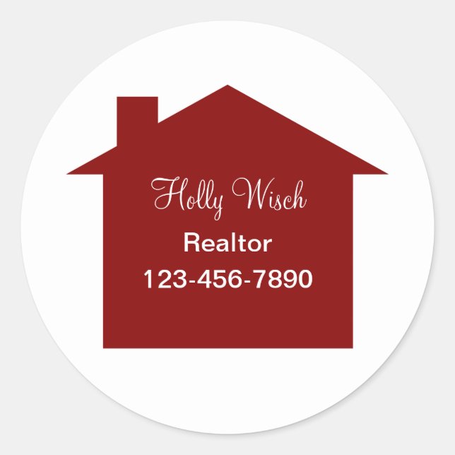 Etiketter för classy Red House-symbol Realtor-etik (Framsida)