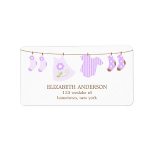 Etiketter för Clothesline Baby Shower Adressetikett