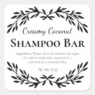Etiketter för Crisp White Homemade Shampoo Pub