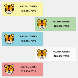 Etiketter för Cute Tiger Personlig Namn   Djurtema