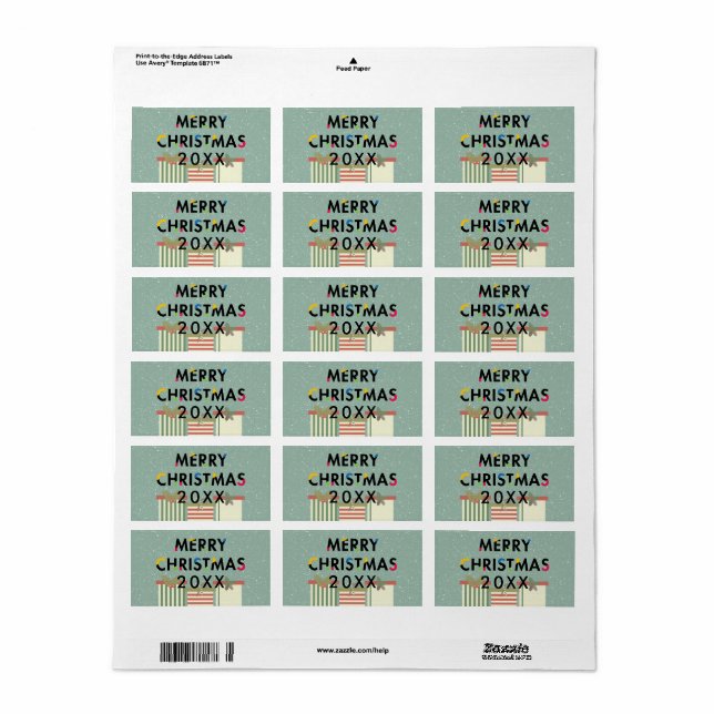 Etiketter för den moderna designrutan God jul Gift Adressetikett (Helt Ark)