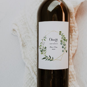 Etiketter för den tropiska Grönten Löv Bröllop Vin