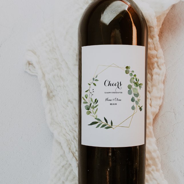 Etiketter för den tropiska Grönten Löv Bröllop Vin (Skapare uppladdad)