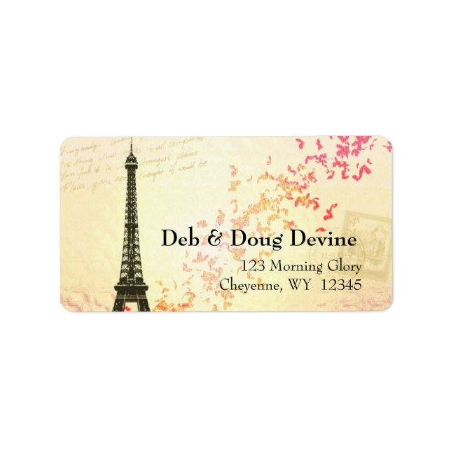 Etiketter för det nya lyften Eiffel Torn Designer Adressetikett (Framsidan)