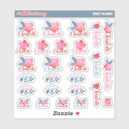 Etiketter för eget namn på Blommigtar med vattenfä