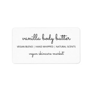 Etiketter för enkla och Söt Vegan Body Butter-etik Adressetikett