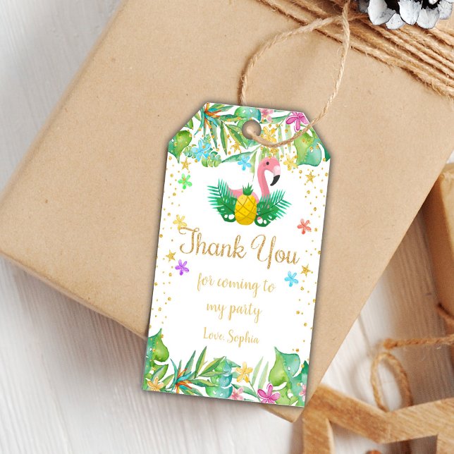 Etiketter för favoriter för redigerbar tropisk Föd (Flamingo Gift Tags)