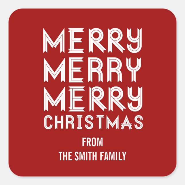 Etiketter för fet röd och vit God jul (Framsida)