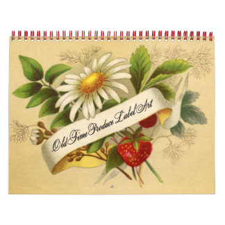 Etiketter för frukt och grönsaker Vintage Kalender