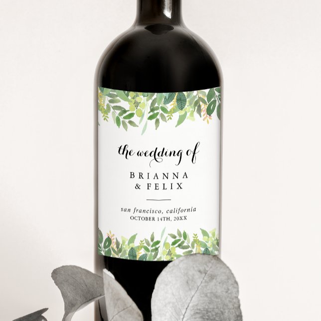 Etiketter för Grey Botanique Foliage Bröllop Vin (Skapare uppladdad)