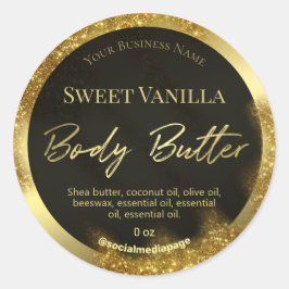 Etiketter för Guld-kroppssmör vid Windswept Glitte