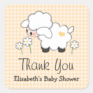 Etiketter för gult Lamb Baby Shower-etiketter
