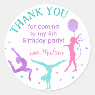 Etiketter för Gymnastics Gymnast Birthday Favor St