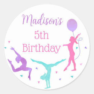 Etiketter för Gymnastics Gymnast Birthday Favor St