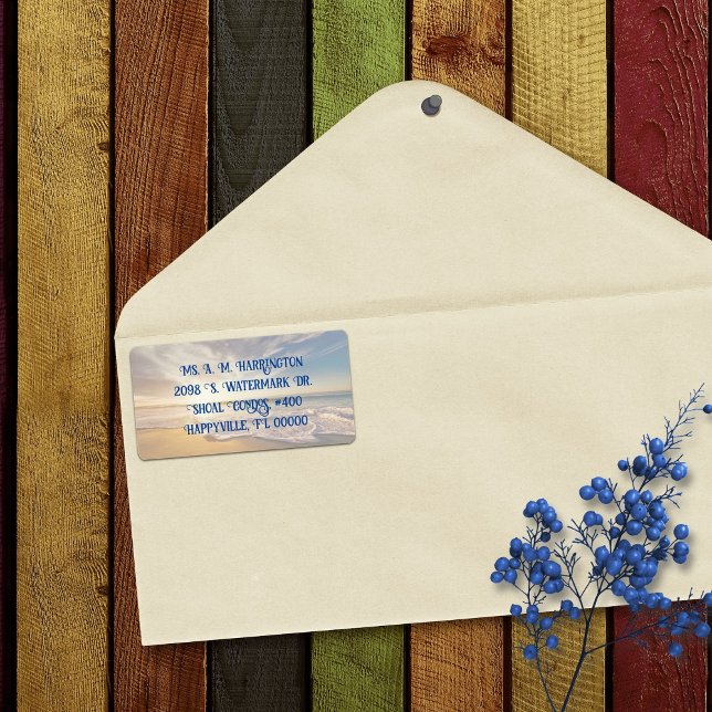 Etiketter för havssoluppgång i bågscen adressetikett (Skapare uppladdad)