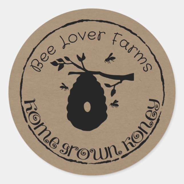 Etiketter för hemodlad honung du anpassar (Framsida)
