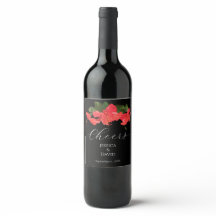 Etiketter för Hibiscus Flower Bröllop Vin Flaska
