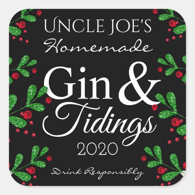 Etiketter för Homemade Gin & Tidings Helgdag (Framsida)